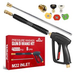 Pressure Washer Gun & Wand Kit with 5 Spray Nozzles – M22-14mm & M22-15mm Compatible Replacement for Ryobi, Karcher, Greenworks, Craftsman & Troy-Bilt