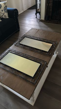 Decorative Mirrors with Scroll Frame – Set of 2