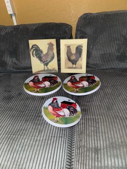 Roosters wall decor and stove decor