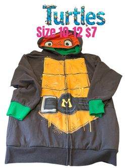 Teenage Mutant Ninja Turtles Full Zip Boys Size L 10-12 Hooded Sweatshirt❤️M15 012926
