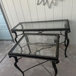Two Glass Top Tables 