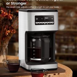 14-Cup Coffee Maker, 24-Hour Programmable Coffee Brewer, Keep Warm, Drip Free, Washable Filter, Stainless Steel