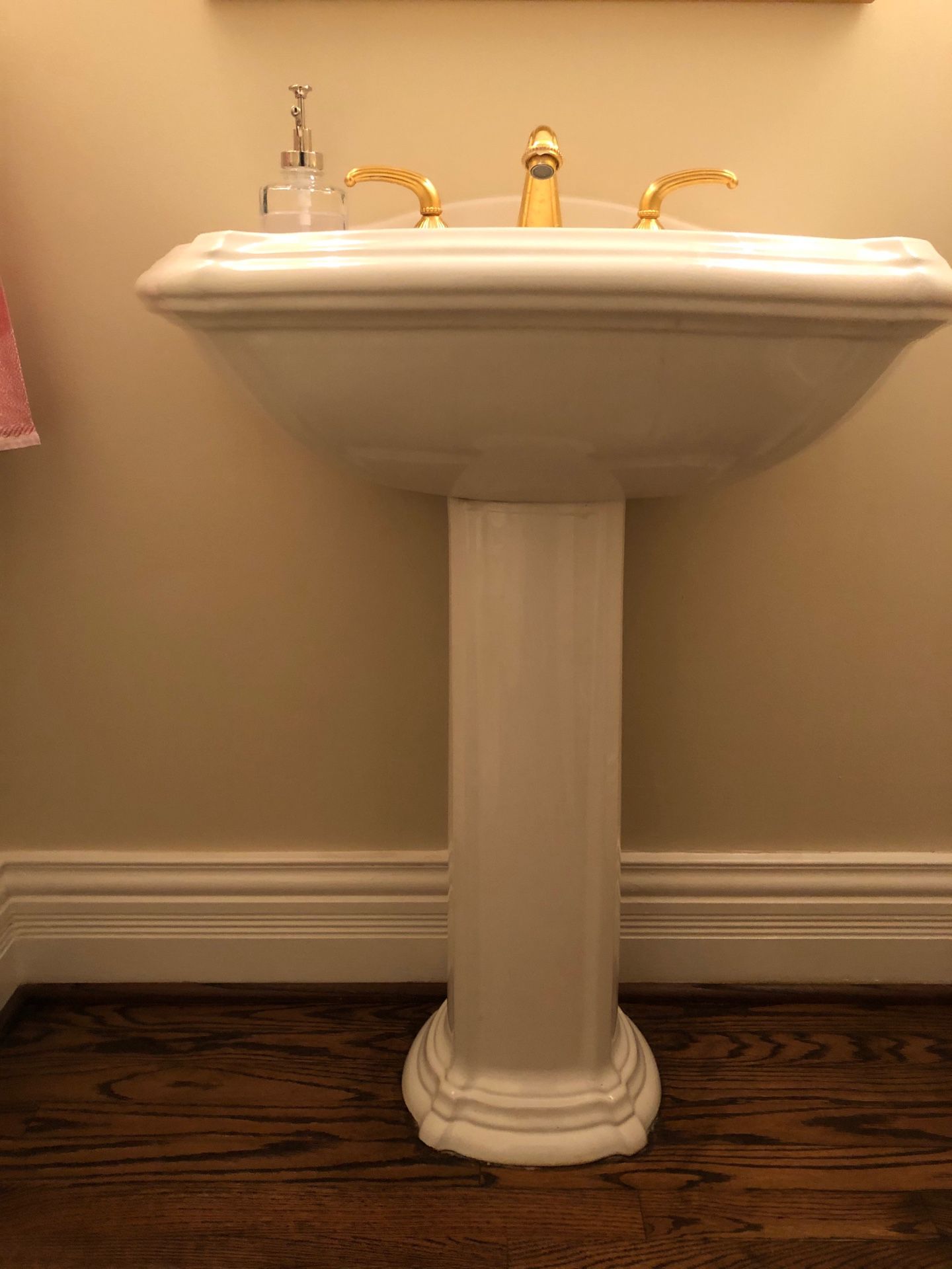 Pedestal sink with faucet combo