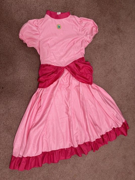 New Small Medium Pink Princess Peach Mario Renaissance Festival Dress Costume Cosplay