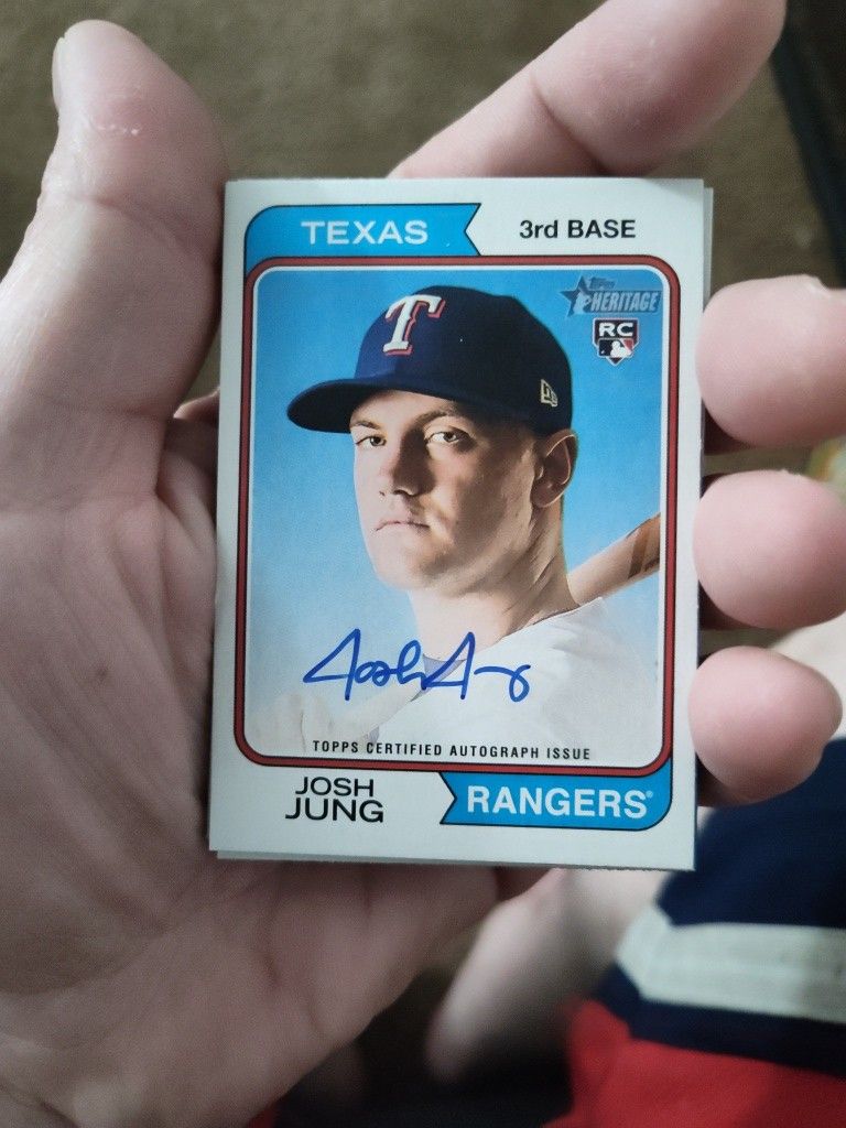 23 Topps Heritage Josh Jung Rookie Card With On Card Autograph