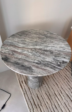 CB2 Babylon 30" Round Torrento Grey Marble Bistro Table