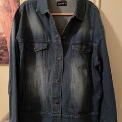 Plus Size Womens Jean washed button up jacket size XL pre-owned 