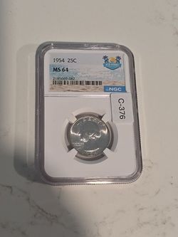 1954 MS 64 Washington silver graded coin