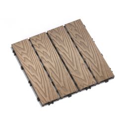 Patio Floor Tiles Pack of 11 WPC Wood-Plastic Composite Patio Deck Tiles DIY Interlocking Decking Tiles, Quick Deck Floor Tile, Court Tile, Water Resi