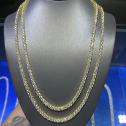 4mm yellow gold moissanite tennis chains