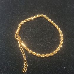 Gold Rope Chain Bracelet with Extender