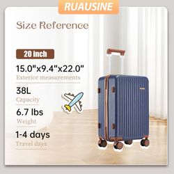 Ruausine 20” Hardside Carry-On Luggage with Spinner Wheels