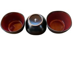Gibson Royale Ebony Black Red Ceramic Matte Round Dinnerware Bowl