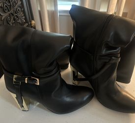 Black Leather Designer Boots