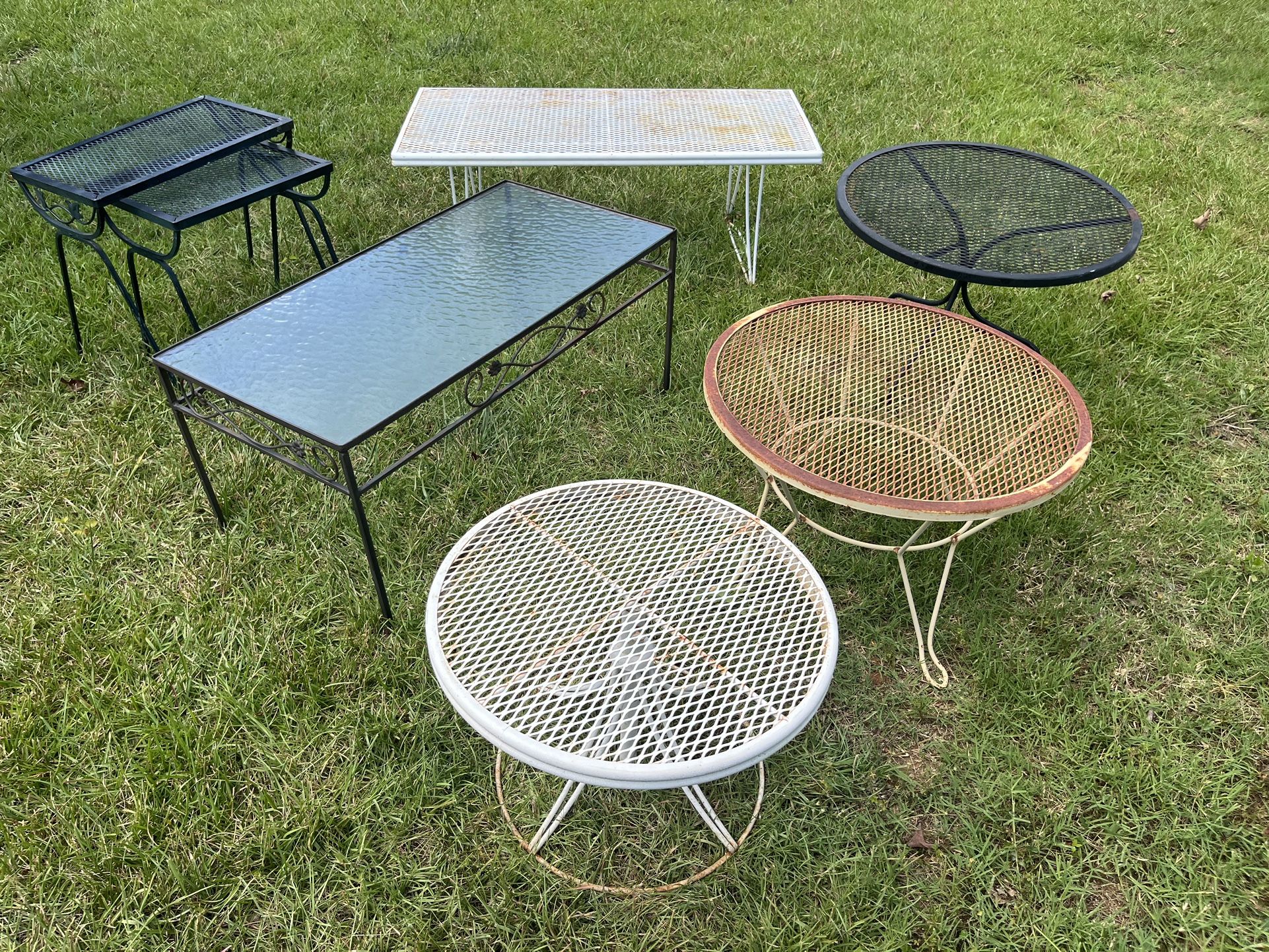Vintage Mid Century Modern Mcm Wrought Iron Patio Table LOT