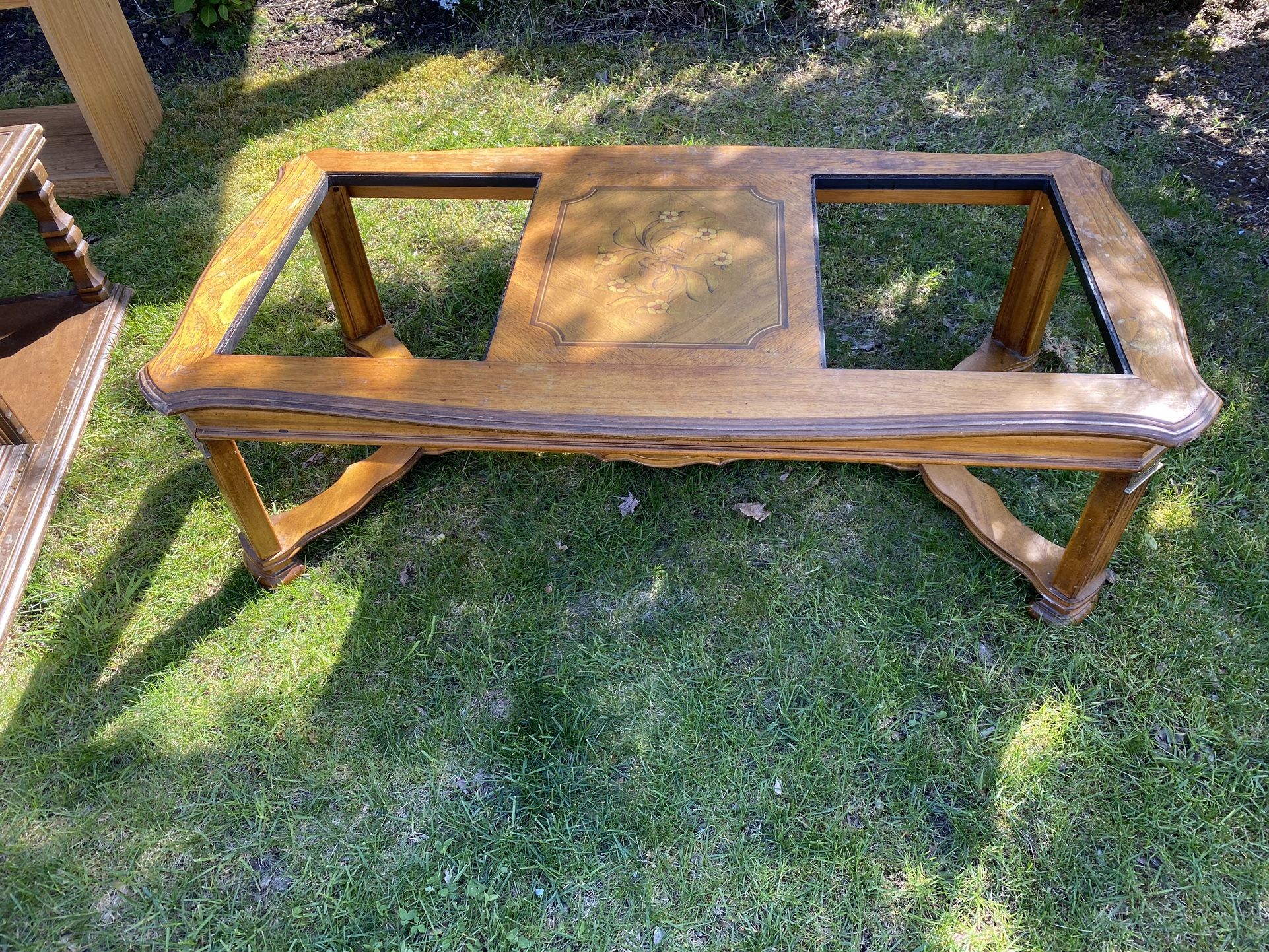 Glass Paneled/Wood Coffee Table