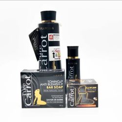 Pure Carrot Flawless Bundle set, 4pcs , lotion, serum , face cream and soap 