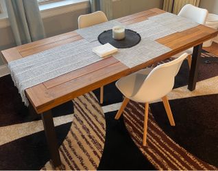 Wood Top Dining Table with Metal Legs