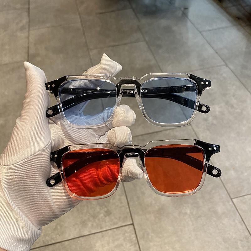 Retro trend new sun small square frame color lens sunglasses women's fashion personality glasses men's round face hip-hop Internet celebrity same styl