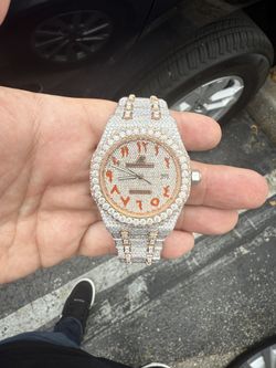 Custom Moissanite Orange Dial Watch