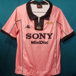 KAPPA JUVENTUS SIDANE #21  PINK AWAY JERSEY   MENS SIZE SMALL VINTAGE 