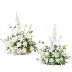Brand New In The Box- 2pcs 21inch White Free Standing Flowers Ball Bouquet Artificial Rose Arrangements Balls for Wedding Centerpieces Tables Chair Ai