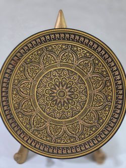 Vintage Spanish Toledo Damascene Footed Plate 7.5" - Gold Art
