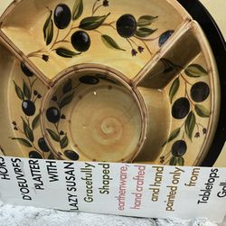 HOR DOEURES Housewares GIANT 17 ceramic Lazy Susan charcuterie wedding restaurant