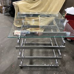 Glass Side Table With Metal Base