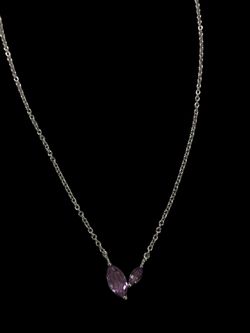16" Silver purple stone necklace #32712