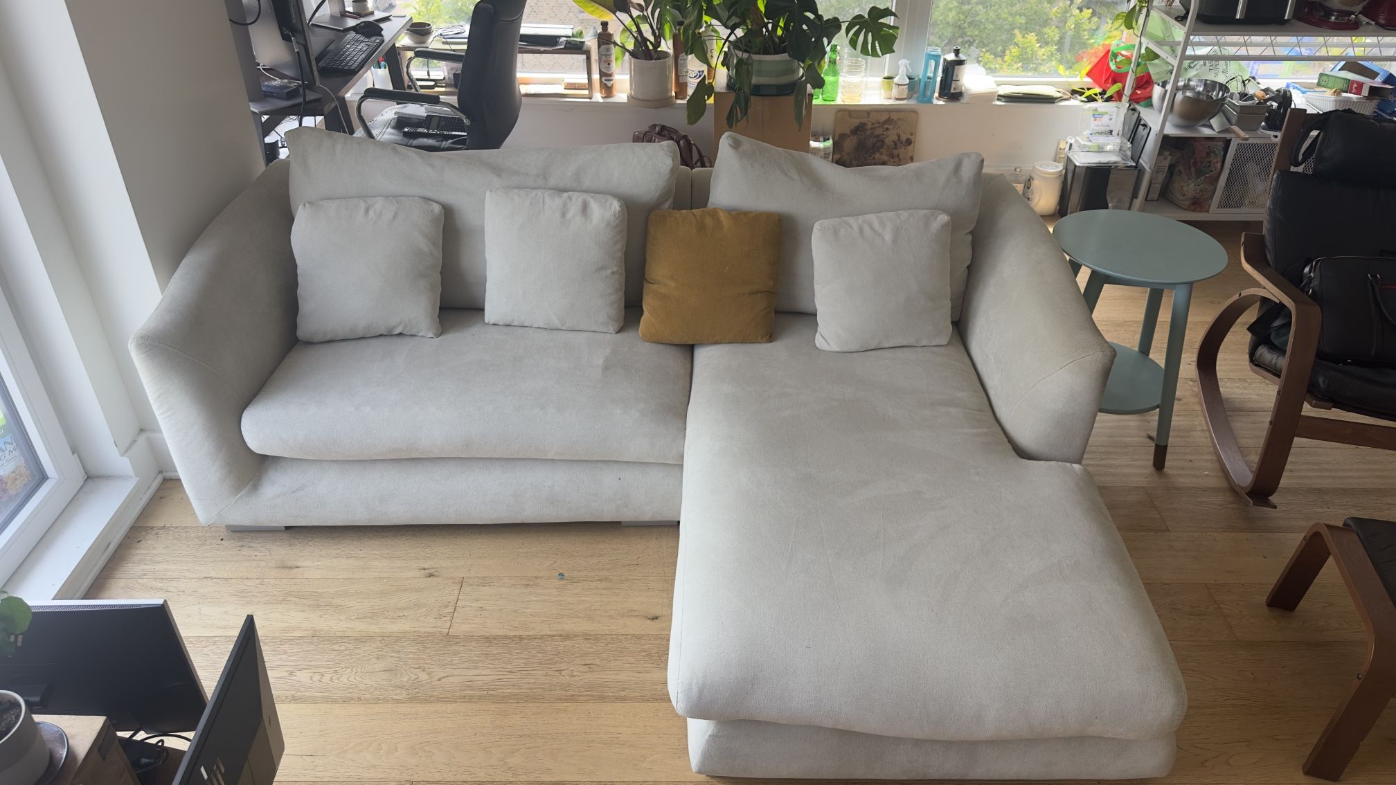 White (Natural) Sectional Sofa with Chaise Lounge