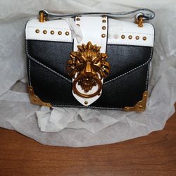 BRAND NEW Leather Handbag - Antique Door Knocker Lions Head Emblem 