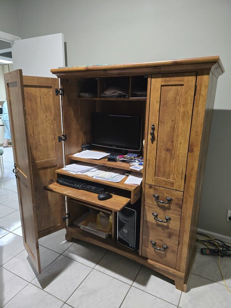 Free Save Space Computer Desk Armoire Fold Leaf