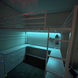 Loft bed full size with u-shaped desk