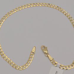 Gold chain 10k solid yellow cuban curb link anklet bracelet 10 in 3.7 mm 3.4 gr