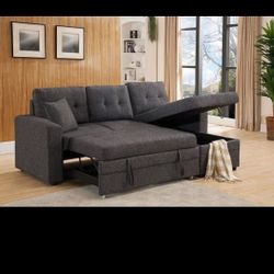 Brand New Sectional With Pull out Bed & Storage (3 Colors)