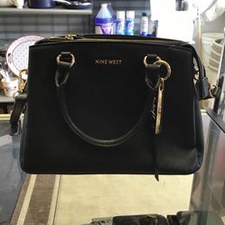 Nine West Black And Gold Chain Pebble Leather Purse