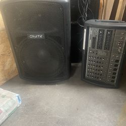 Crate Speakers And Samson Mixer