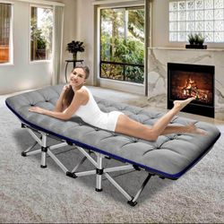 Folding Camping Cot Military Cots Sleeping Bed With Mattress & Carry Bag