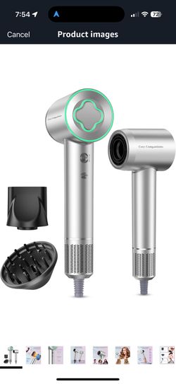 Hair Dryer - 150000 RPM High-Speed Brushless Motor Negative Ionic Blow Dryer for Fast Drying, Low Noise Thermo-Control Hair Dryer with Diffuser and No