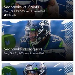 Seattle Seahawks Tickets 40 Yard line 23rows up