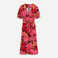 NWT-J.crew Faux-wrap midi dress in palm print_size 0