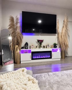 FIREPLACE TV STAND 😍😍🤍🤍