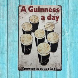 Guinness Vintage Style Antique Collectible Tin Metal Sign Wall Decor