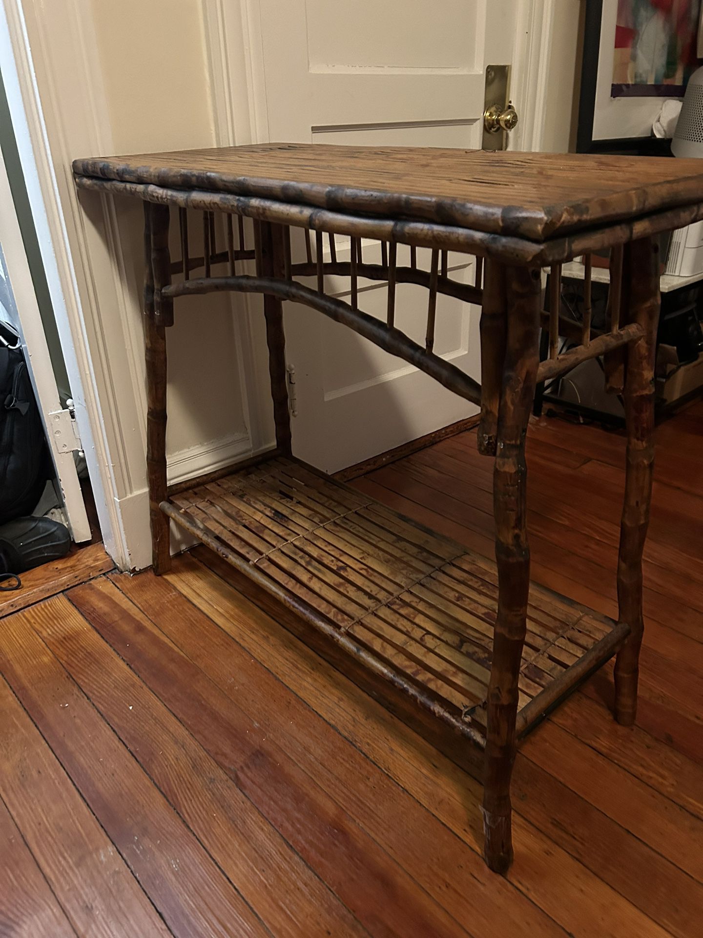 Antique French Style Tortoise Bamboo Table