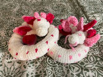 Paired Valentine's Hand Crochet Dragons