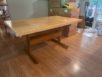 Solid Wood Butcher Block Trestle Dining Table