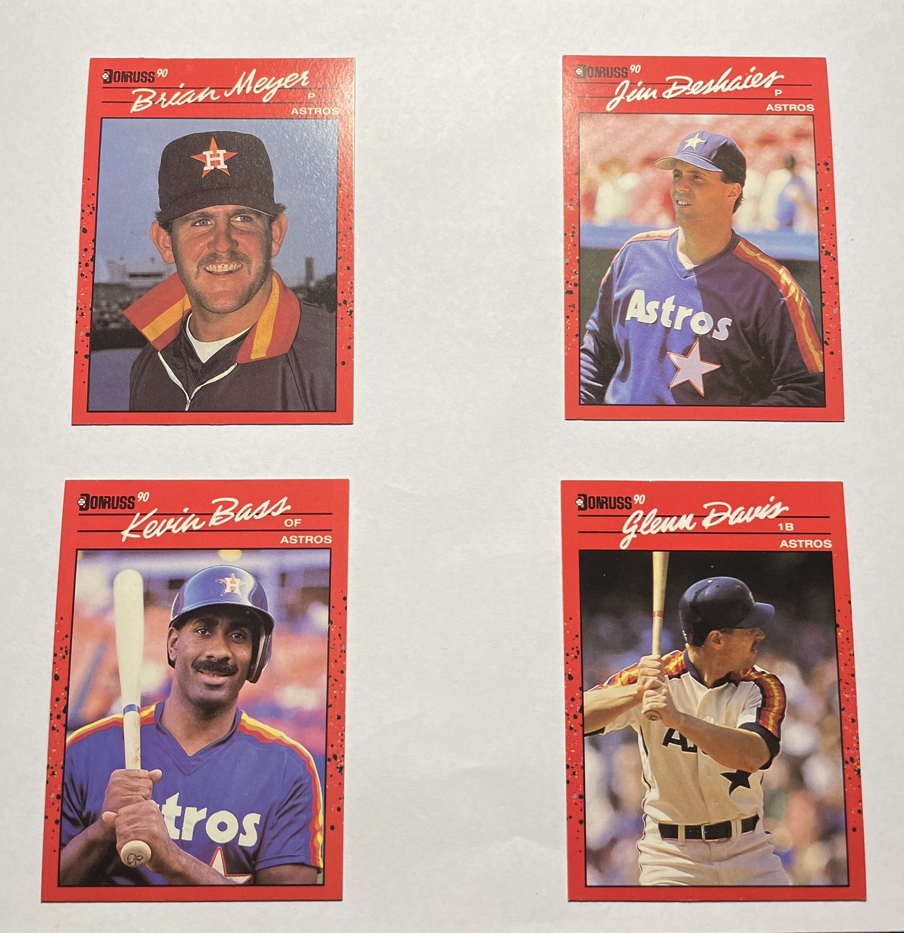 1990 DONRUSS Houston Astros Baseball - Lot of 4