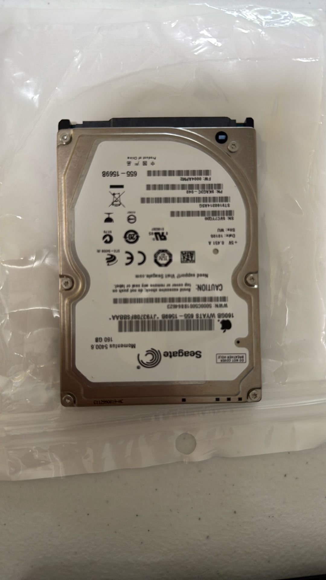 160GB Hard Drive (HDD) 2.5” SATA