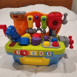 Musical Toddler Tool Bench, Educational Toy with Sound Lights Effect, Shape Sorter